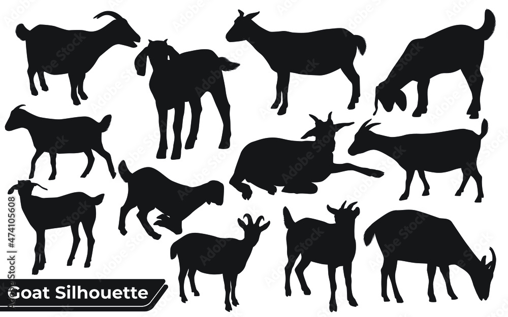 Fototapeta premium Collection of Goat Silhouette in different poses