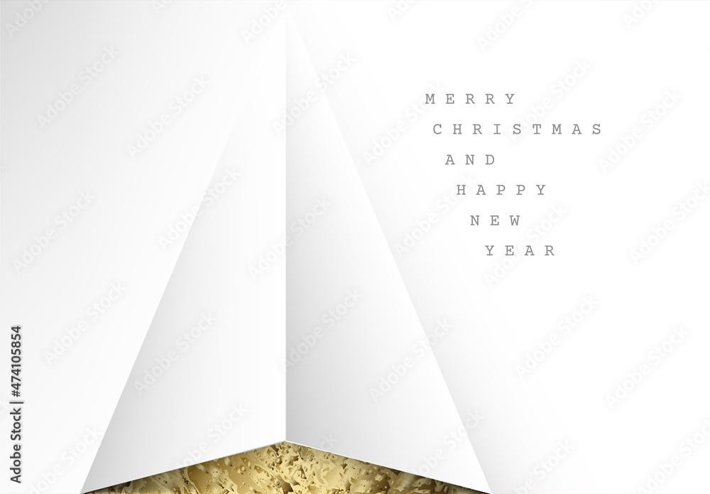 Merry Christmas Card with a Christmas Tree Made from Paper Fold Stock ...
