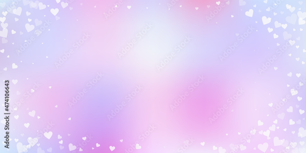 White heart love confettis. Valentine's day vignet