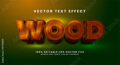 Fototapeta Naklejka Na Ścianę i Meble -  Wood 3D text effect. Editable text style effect with wild adventure theme.