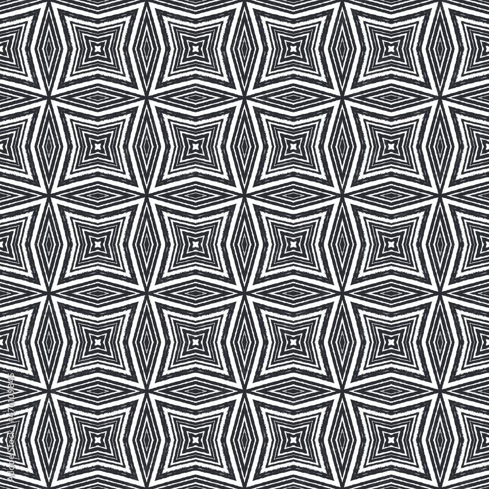 Mosaic seamless pattern. Black symmetrical