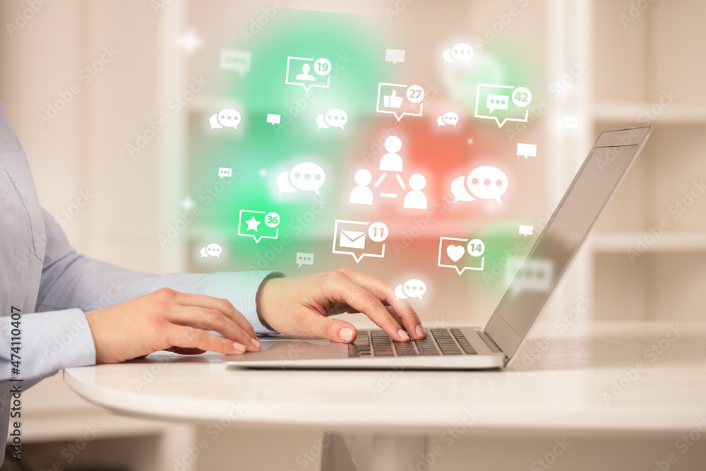 Young person surfing on social media network Young person surfing on social media network