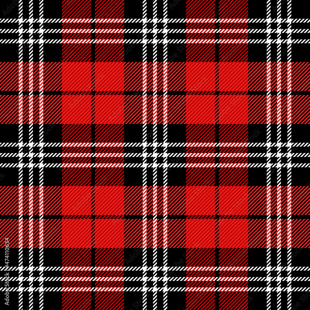 Christmas and new year tartan plaid. Scottish pattern in red, black and green cage. Scottish cage. Traditional Scottish checkered background. Seamless fabric texture. Vector illustration Christmas and new year tartan plaid. Scottish pattern in red, black and green cage. Scottish cage. Traditional Scottish checkered background. Seamless fabric texture. Vector illustration