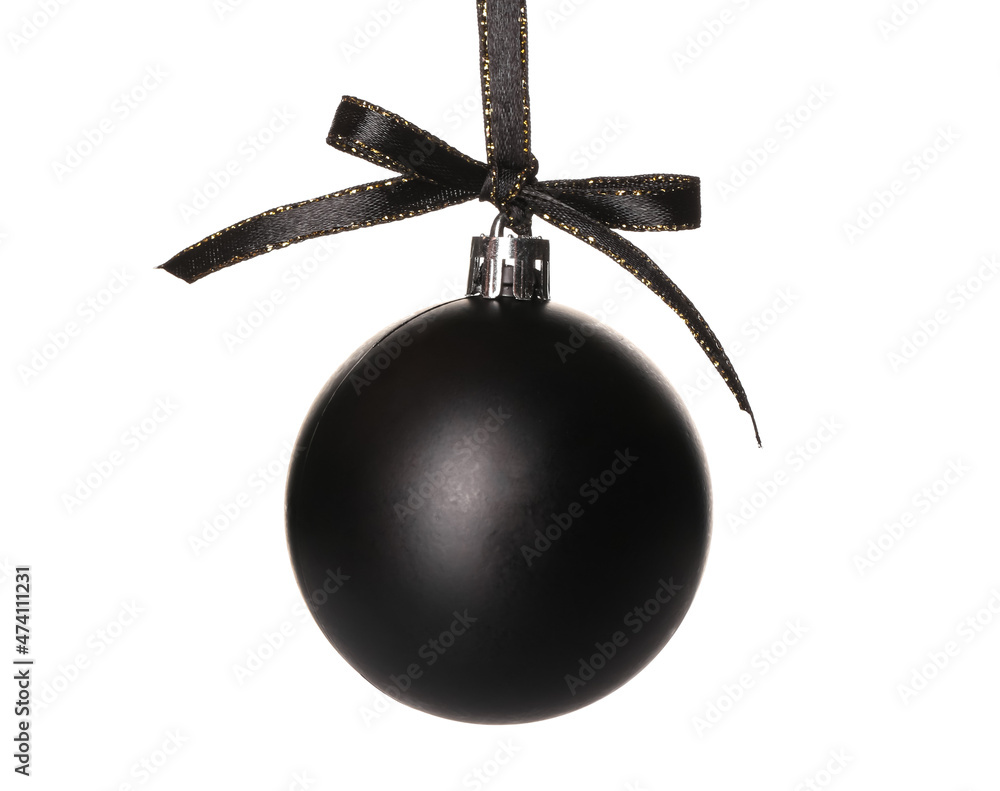 Black Christmas ball on white background Black Christmas ball on white background