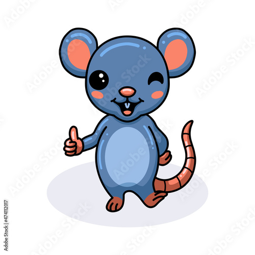 Cute little mouse cartoon giving thumb up