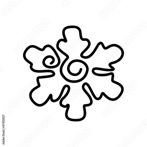 Graphic image of snowballs in a minimalistic line art style drawn by hand. Draw a continuous line outline. Vector graphics.