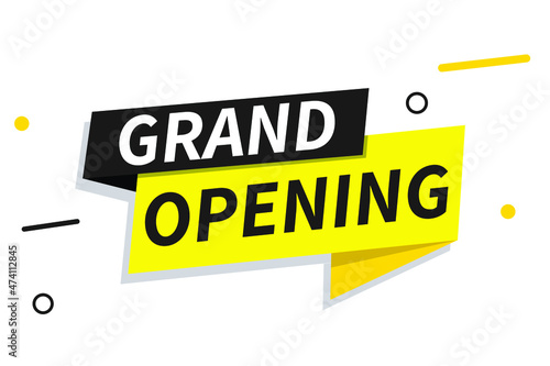 yellow vector banner grand opening paper bubble