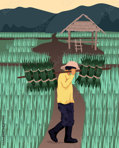 Worker harvesting crops in field