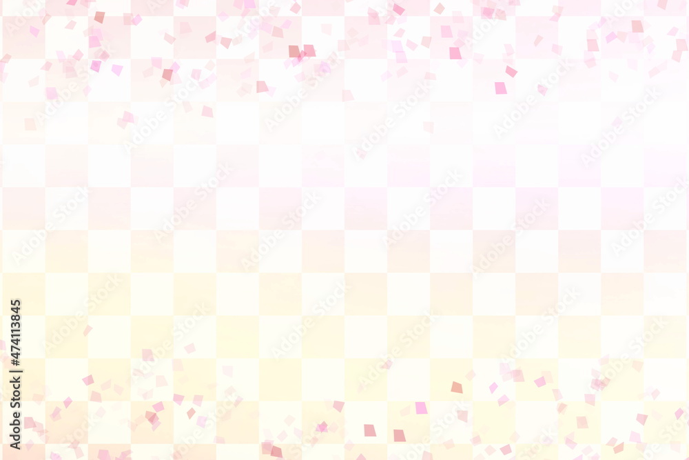 年賀状素材 市松模様のテクスチャ ピンクの光 和風の背景素材 紙吹雪 Stock イラスト Adobe Stock
