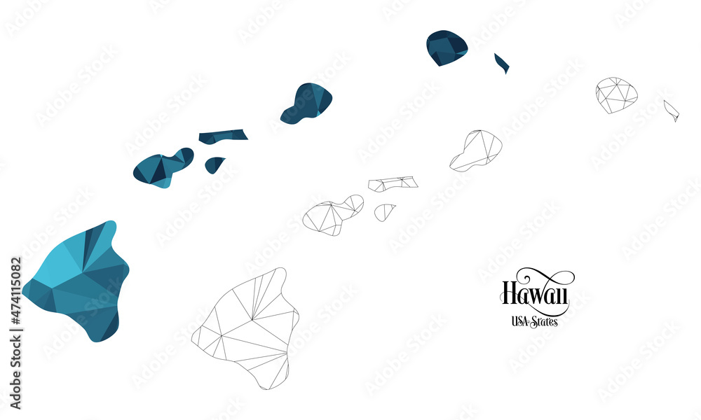 Low Poly Map of Hawaii State (USA). Polygonal Shape Vector Illustration. Low Poly Map of Hawaii State (USA). Polygonal Shape Vector Illustration.