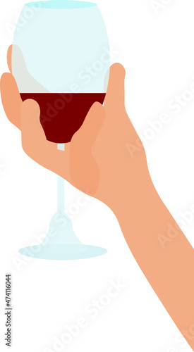 copa de vino sostenida con las manos. brindis con vino. Vector sin fondo