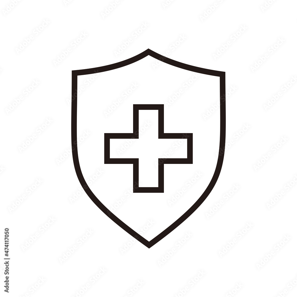 medical shield line icon, simple immune system badge flat design vector pictogram medical shield line icon, simple immune system badge flat design vector pictogram
