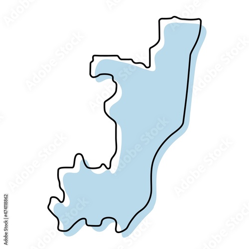 Stylized simple outline map of Congo icon. Blue sketch map of Congo illustration