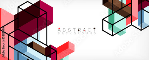 Abstract background. 3d cubes, cubic elements and blocks. Techno or business concept for wallpaper, banner, background, landing page