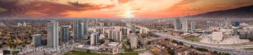 Photography Don Valley Parkway with orange red skies at sunset with the don valley parkway a
