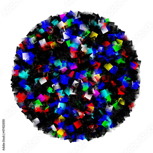 Colourful Digital Sphere Design on white background, Christmas Ball Design, Cubism Design