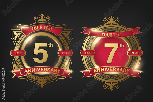 Anniversary badge template with 5th and 7th
