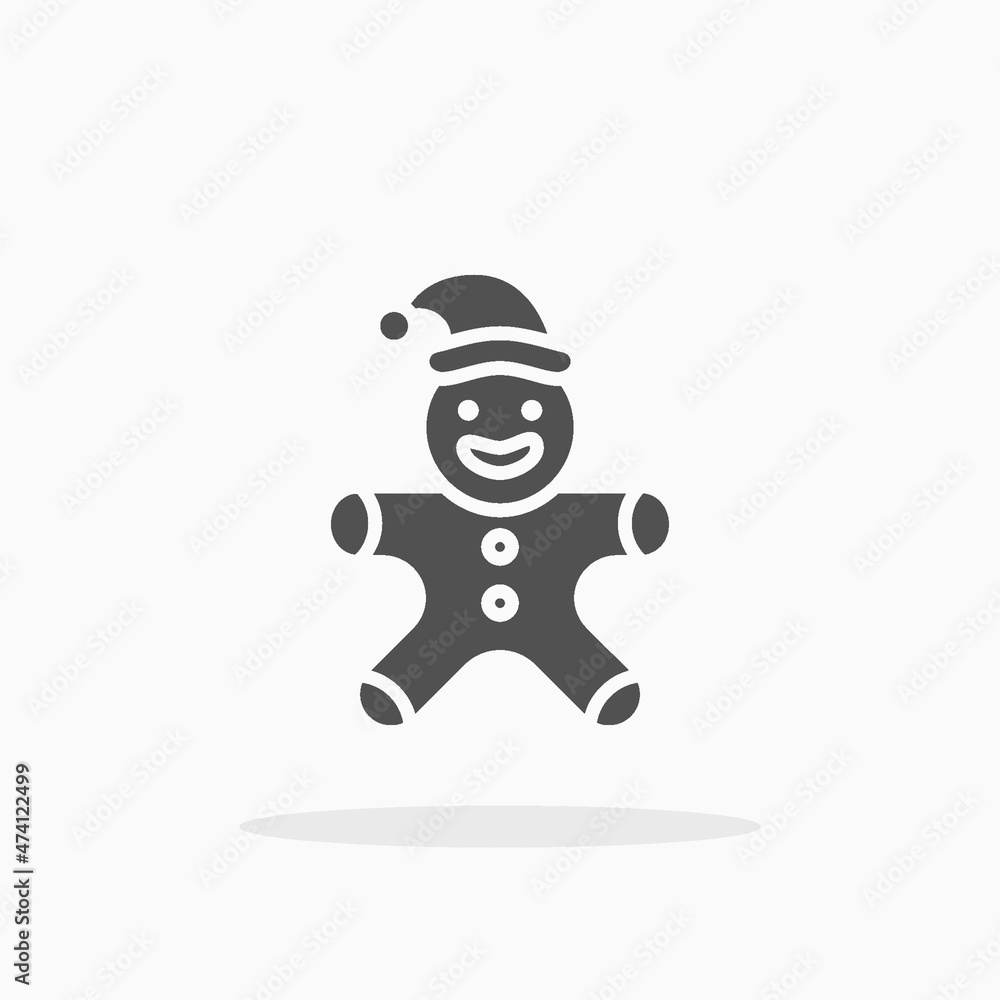 Fototapeta premium Gingerbread Man icon. Solid or glyph style. Vector illustration. Enjoy this icon for your project.