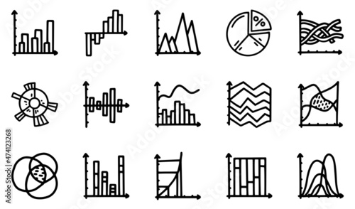 Chart and graph line vector doodle simple icon set