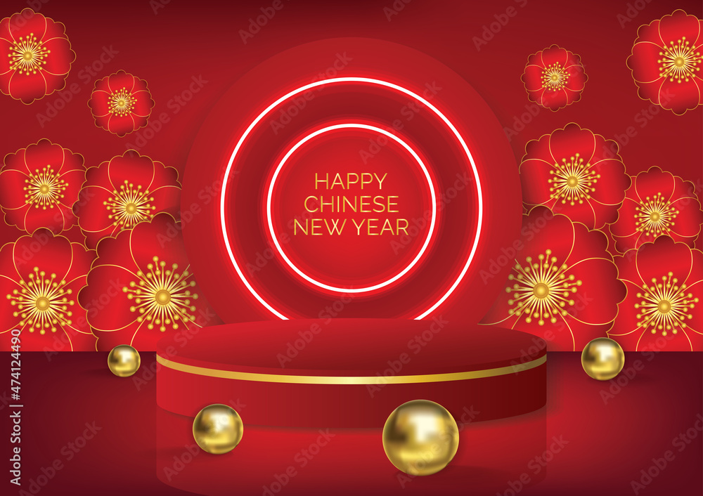 Naklejka premium chinese new year product display for show art vector background 