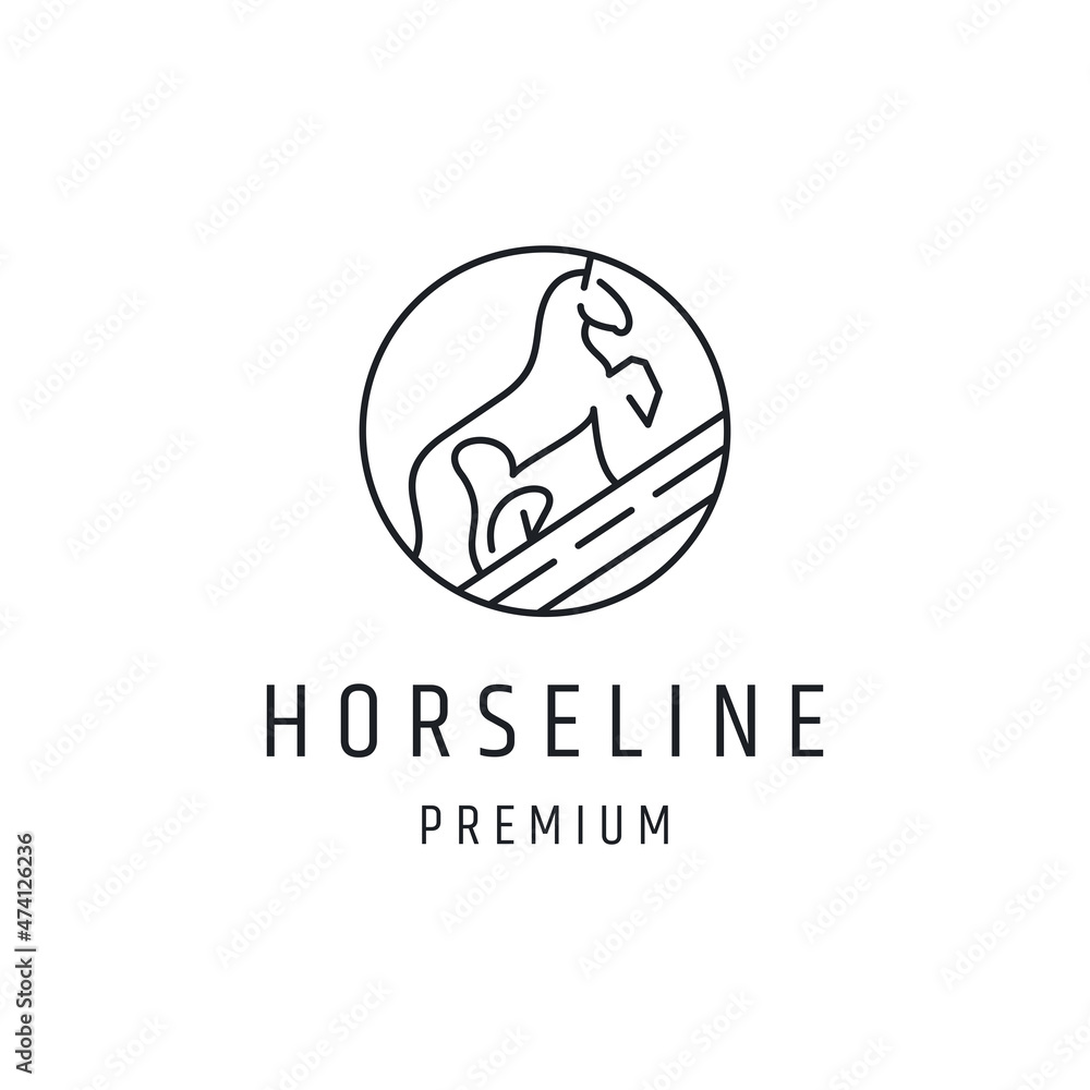 Horse Line Logo design with Line Art On White Backround 