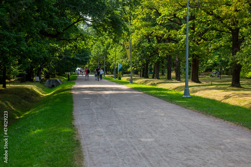 Alley in the Central Park of Culture and Leisure Dubki city of Sestroretsk, St. Petersburg