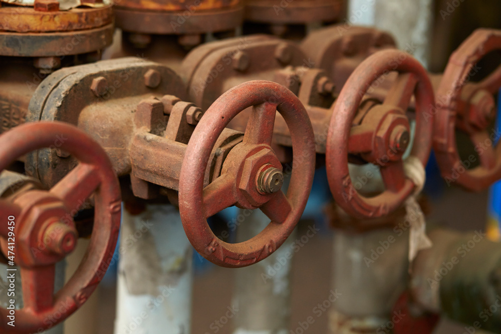 old rusty pipes in a factory