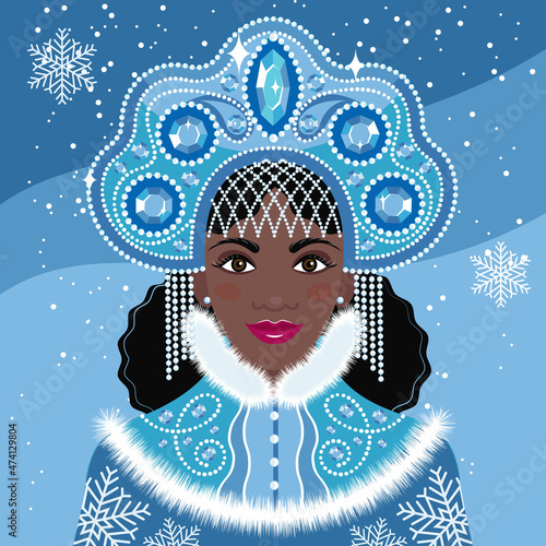 black girl in the image of the snow queen
