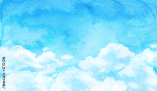 青空と雲の水彩のベクターイラスト背景