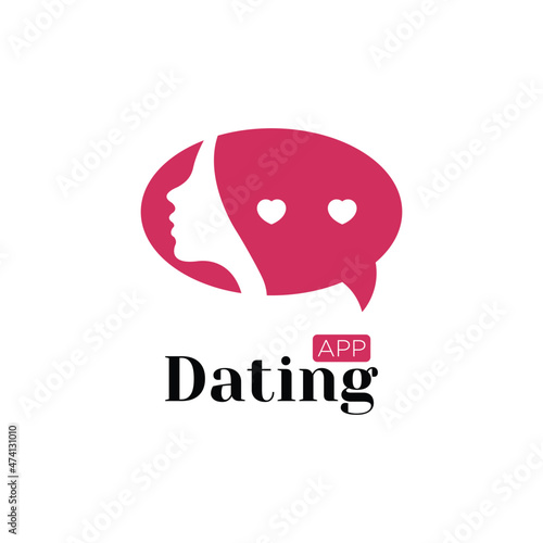 Dating chatting app with women and love shape logo design