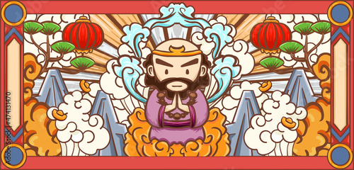 Hand drawn cartoon journey to the West illustration sand monk design

