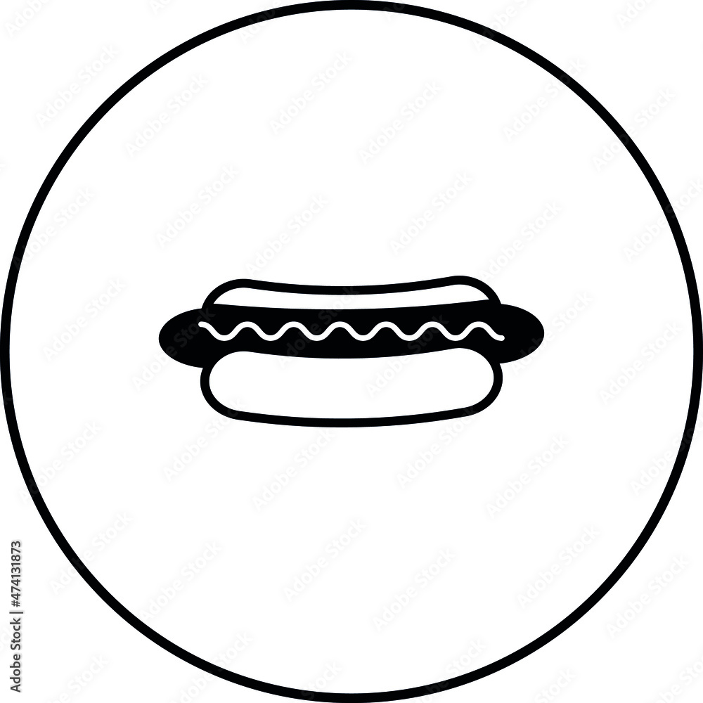 Hot dog line icon on white background
Hot dog line icon on white background