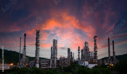 oil refinery plant in a petrochemical estate at blue dusk