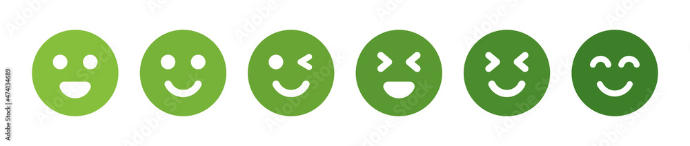 Happy emoticon. Positive emoji icon set. Vector illustration Happy emoticon. Positive emoji icon set. Vector illustration