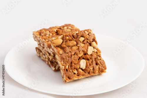 Peanut Candy Bars Mithai Or Giurgiulena Known As Meetha Chikki, Gud Patti, Gur Mungfali Chiki, Gajak, Tilgul, Gajjak, Gazak Or Gachak Is Made Of Moongfali And Jaggery. Makar Sankranti And Lohri Food