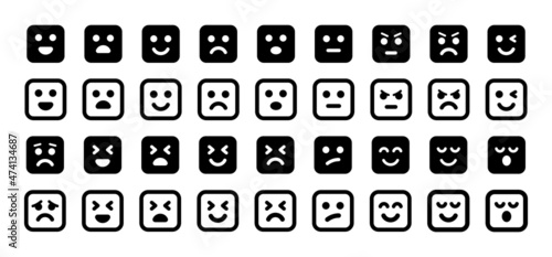 Positive and negative of facial expression. Emoticons set