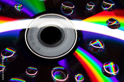 Water drops on compact disc (CD-DVD). 