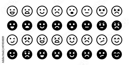 Emotions icon set isolated on white background. Emoji and mood symbol
