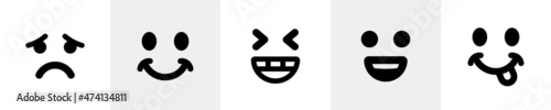 Smiley fun and unhappy emoticon vector illustration. Emoji icon set.