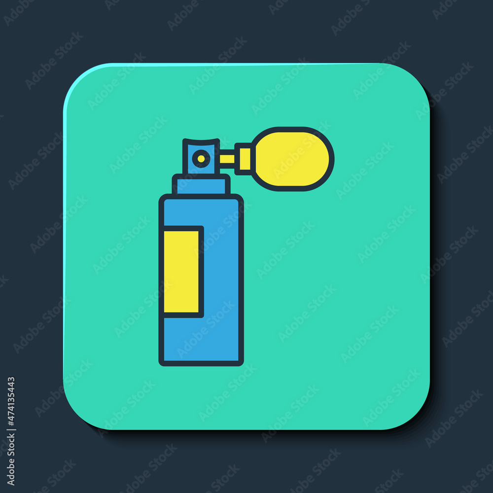 Filled outline Perfume icon isolated on blue background. Turquoise square button. Vector Filled outline Perfume icon isolated on blue background. Turquoise square button. Vector
