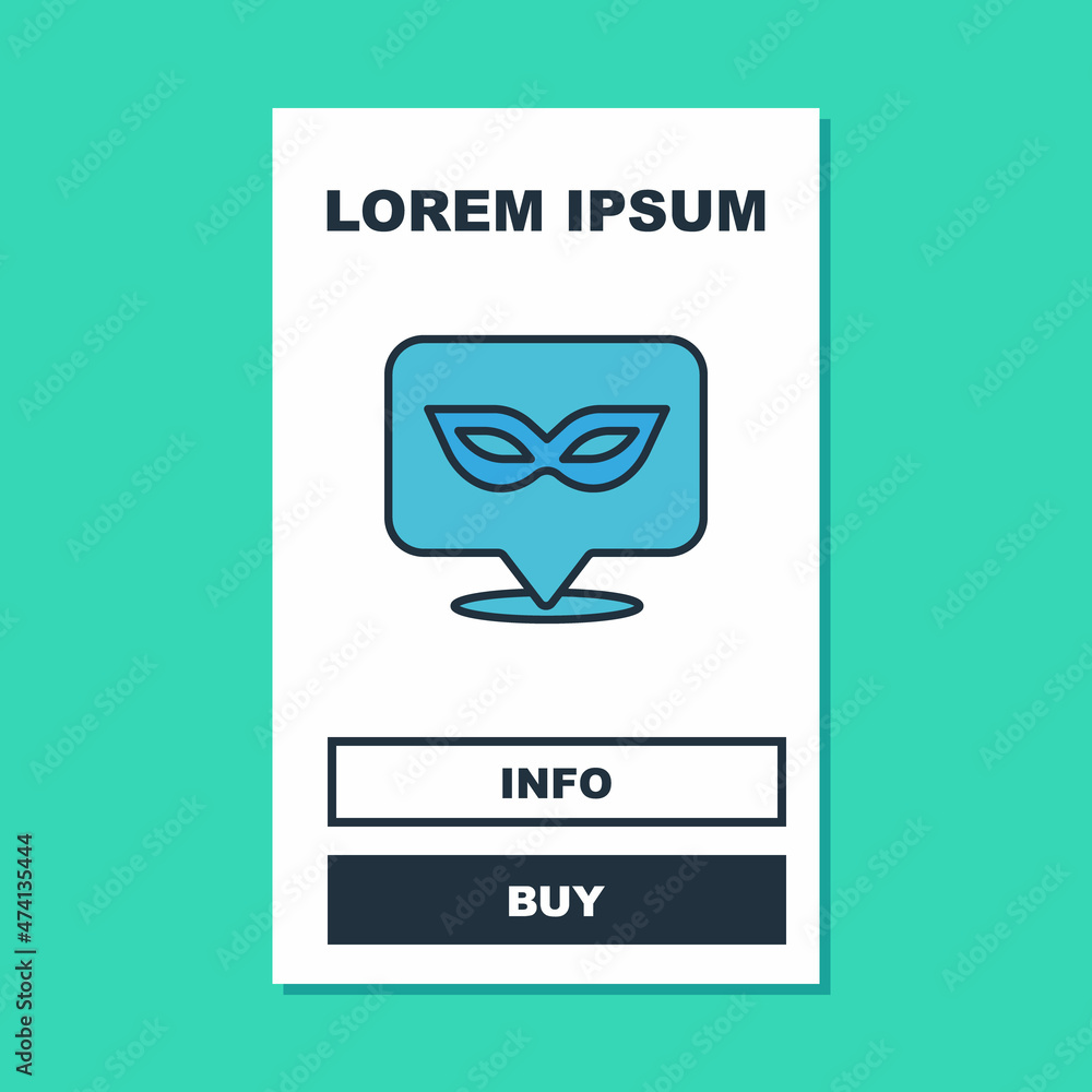 Filled outline Carnival mask icon isolated on turquoise background. Masquerade party mask. Vector Filled outline Carnival mask icon isolated on turquoise background. Masquerade party mask. Vector