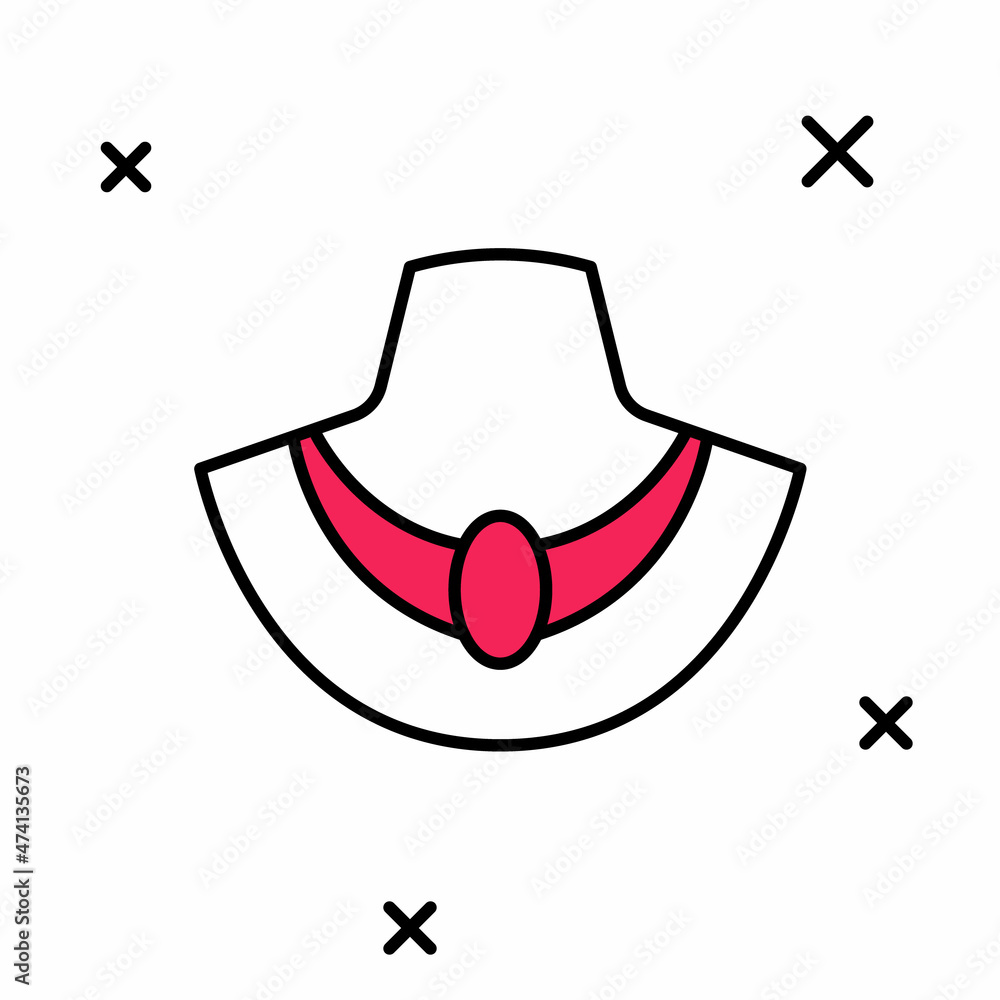 Filled outline Necklace on mannequin icon isolated on white background. Vector Filled outline Necklace on mannequin icon isolated on white background. Vector