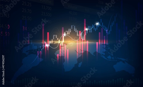 World business graph stock market or forex trading graph in graphic Vector illustration.