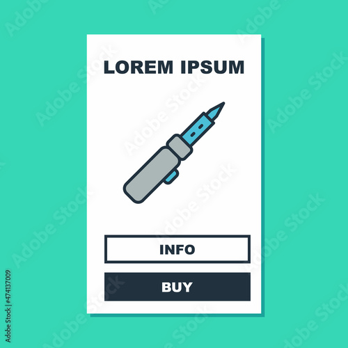 Filled outline Soldering iron icon isolated on turquoise background. Vector