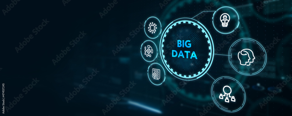 Business, Technology, Internet and network concept. Big Data Internet Information.   3d illustration