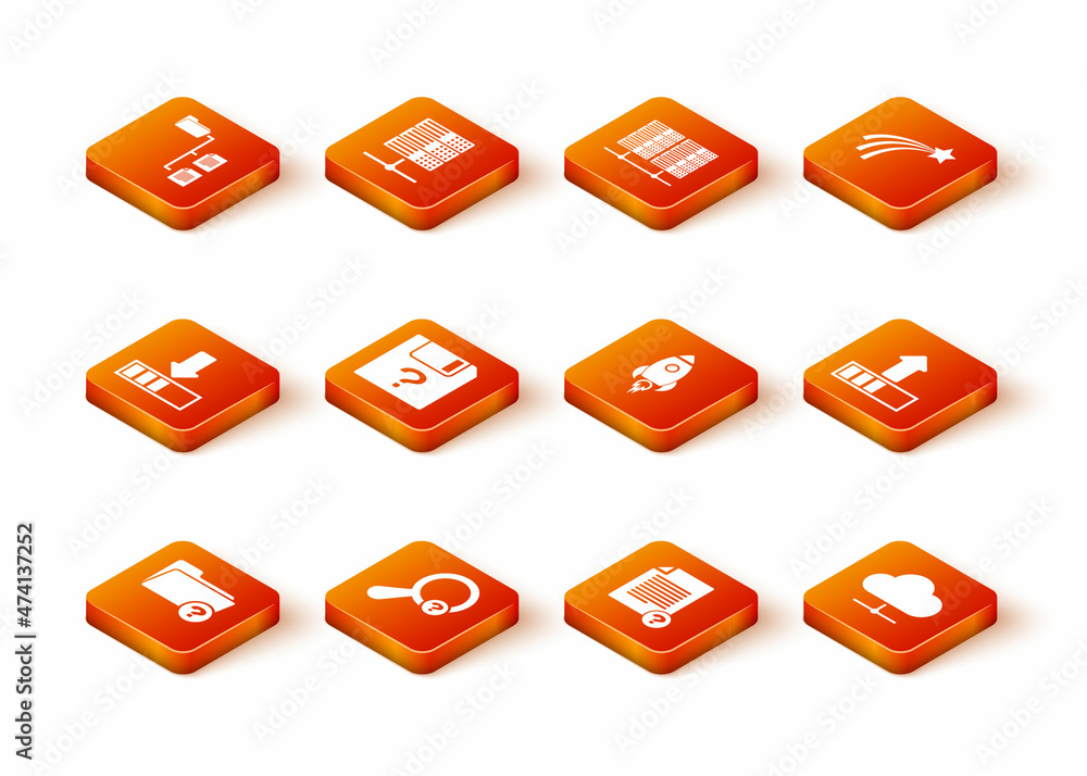 Set Unknown directory, search, Loading, document, and Rocket ship with fire icon. Vector Set Unknown directory, search, Loading, document, and Rocket ship with fire icon. Vector