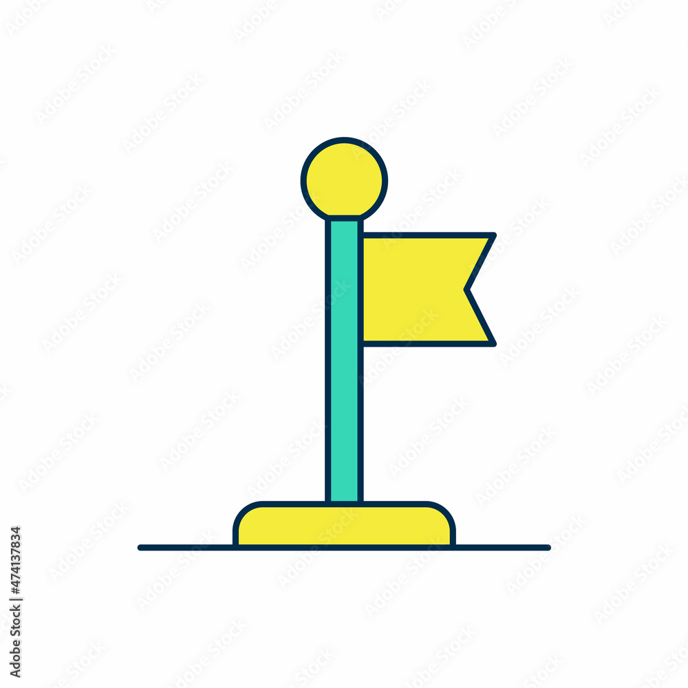 Filled outline Flag icon isolated on white background. Victory, winning and conquer adversity concept. Vector Filled outline Flag icon isolated on white background. Victory, winning and conquer adversity concept. Vector
