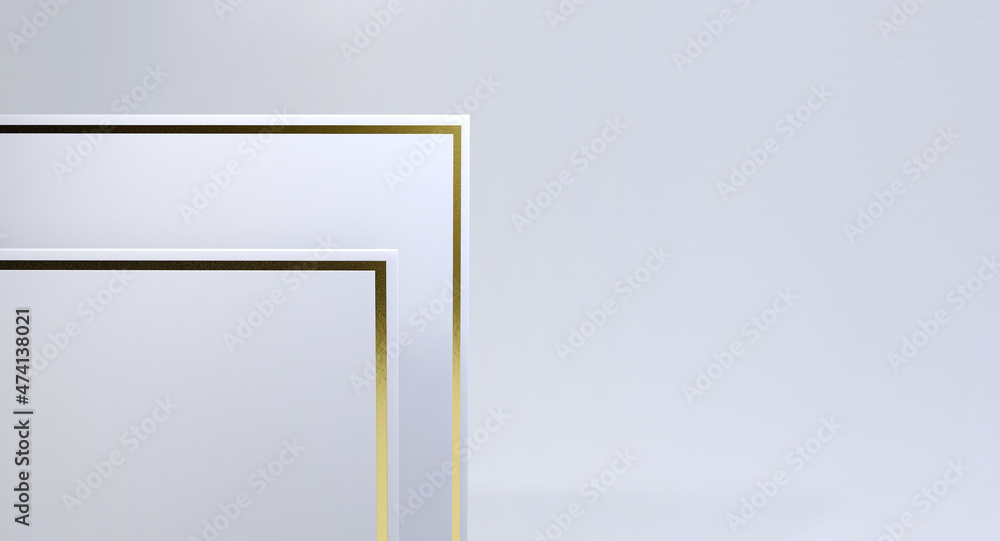 Mock-up 3d rendering. Simple blank space and greeting card with golden frame Mock-up 3d rendering. Simple blank space and greeting card with golden frame