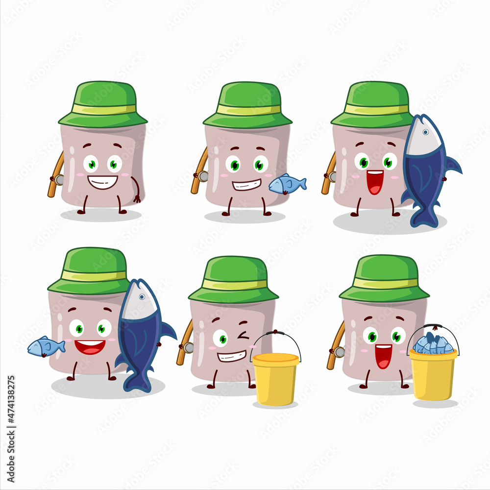 A fisherman strawberry marshmallow cartoon picture catch a big fish A fisherman strawberry marshmallow cartoon picture catch a big fish