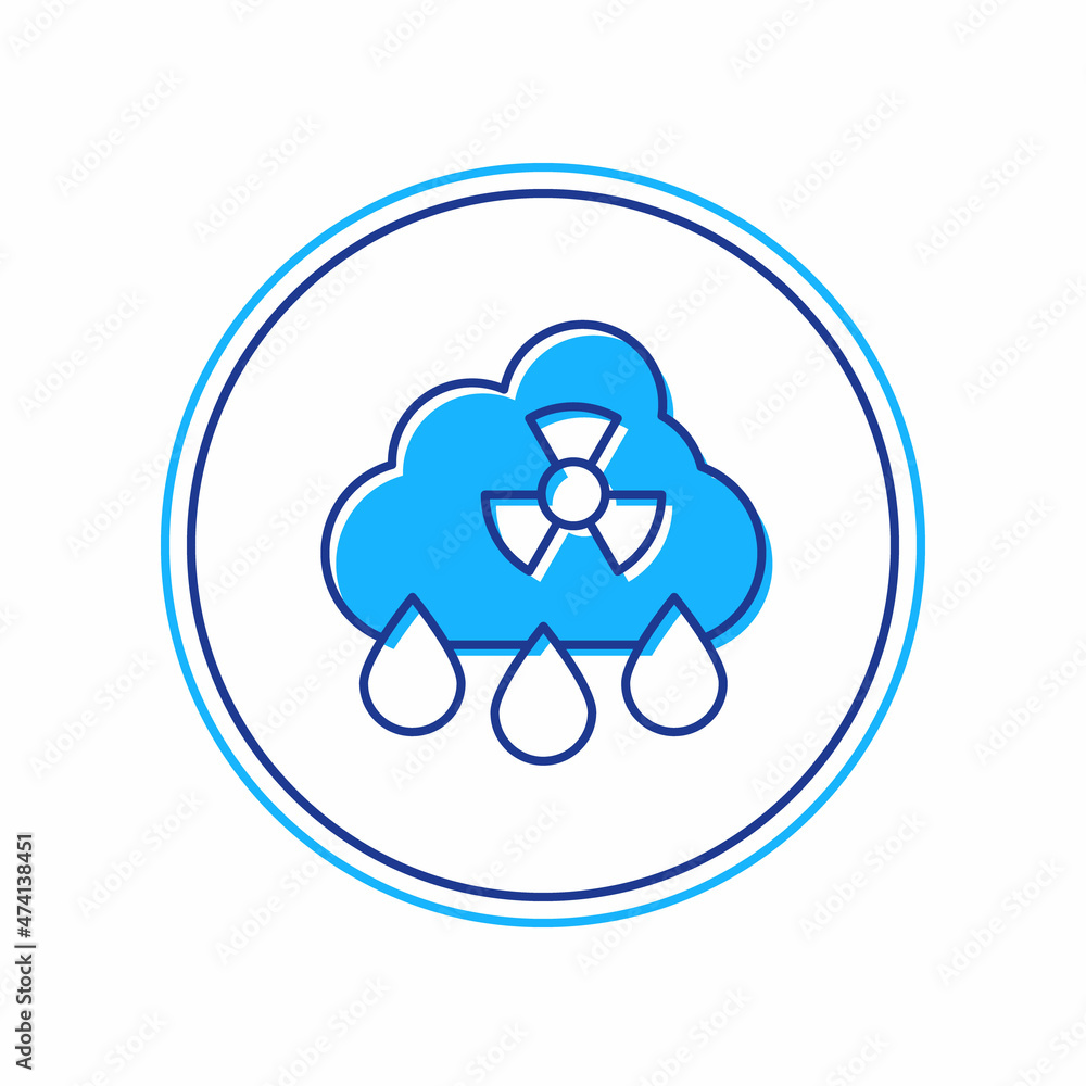 Filled outline Acid rain and radioactive cloud icon isolated on white background. Effects of toxic air pollution on the environment. Vector Filled outline Acid rain and radioactive cloud icon isolated on white background. Effects of toxic air pollution on the environment. Vector